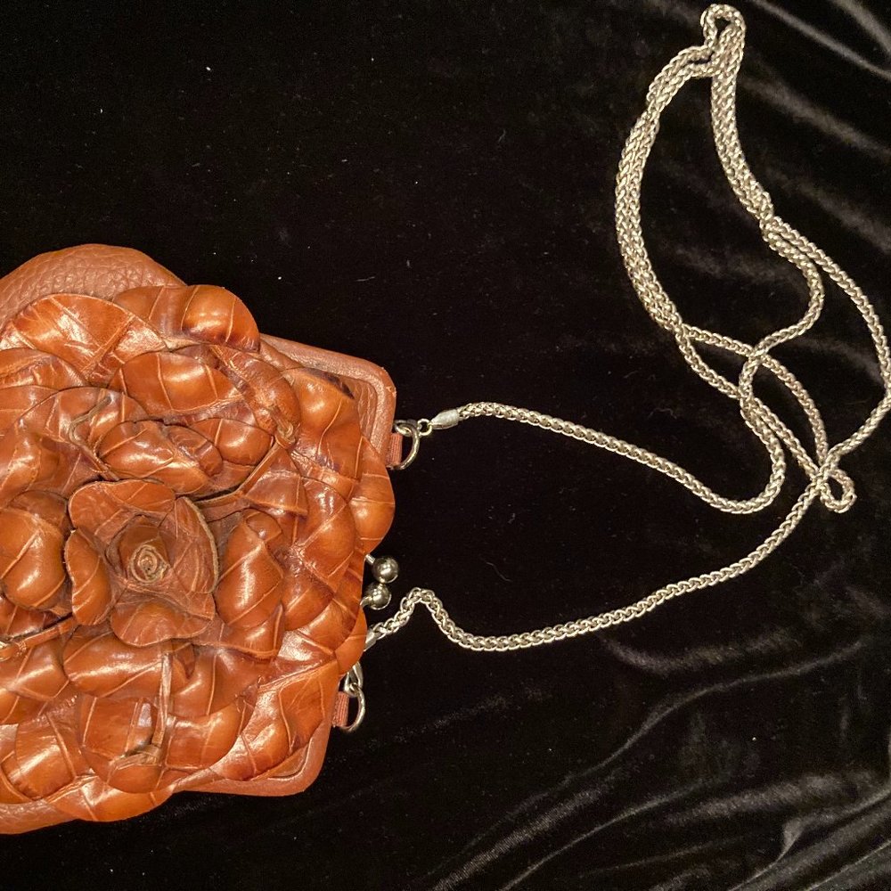 Brighton Leather flower coin crossbody purse with chain strap